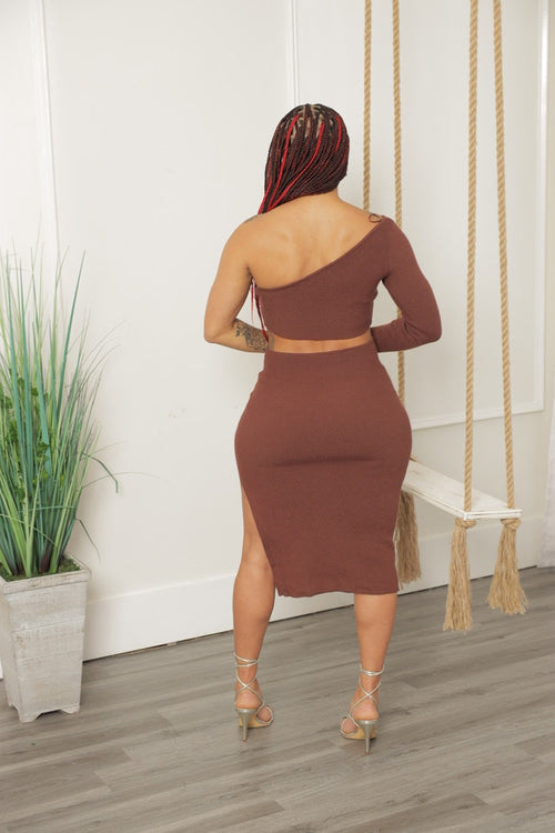 Madelyn Midi Dress - Brown (W1)